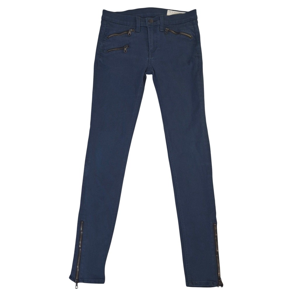 Rag & Bone‎ Jean Women 27 Cadet Blue Moto Skinny Pants Ankle Zip Stretch